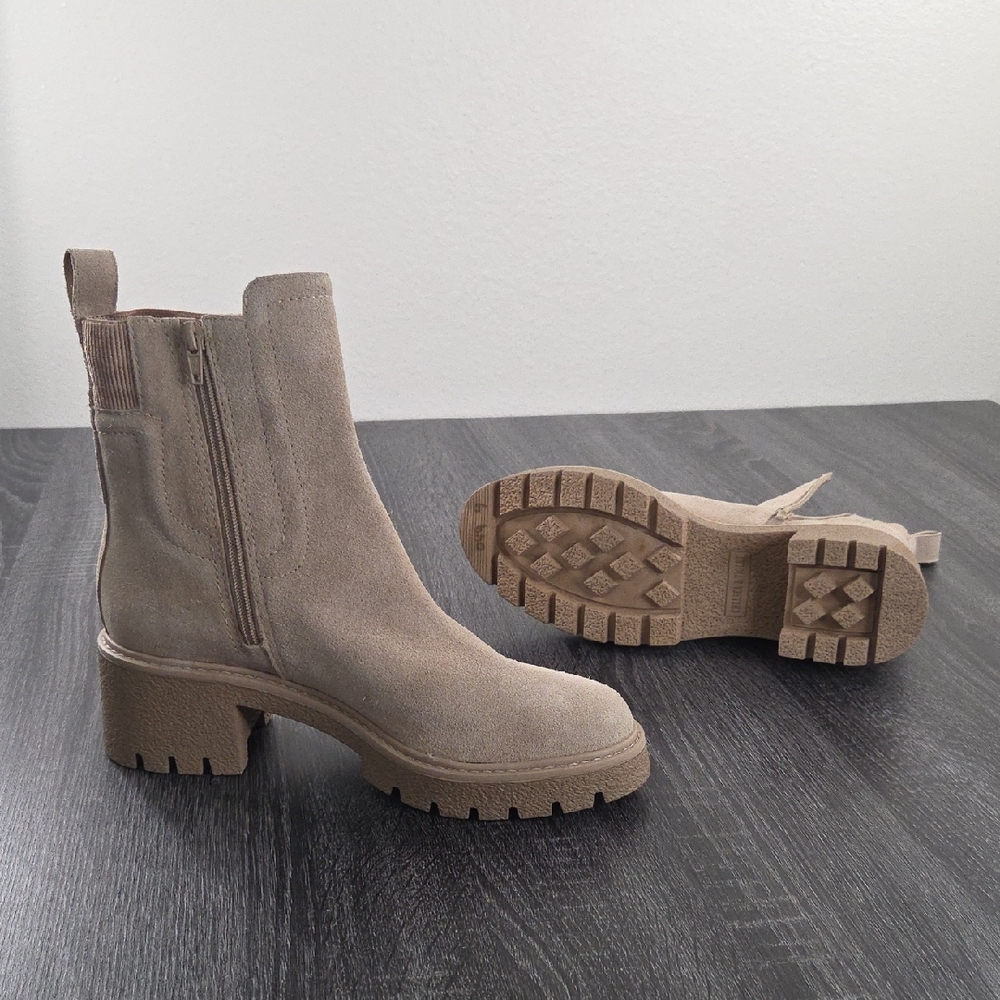 Chelsea & Violet Lug Sole Ankle Boots - Taupe Lottie 9M Leather Suede. Lug Sole - Picture 2 of 16